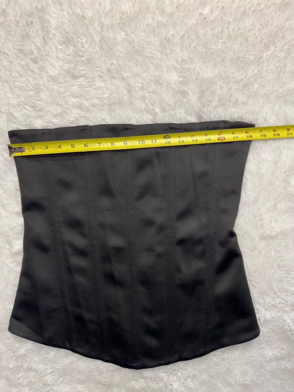 LEAU Black Sphynx Satin Corset Top Boning Strapless Shaping Rounded Hem XXL - Picture 6 of 14